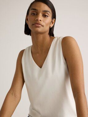 Quince Stretch Silk Tank in Ivory